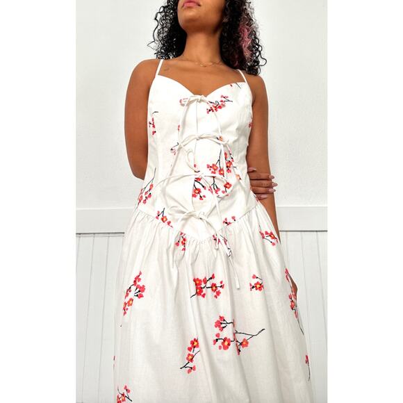 NAYA REA white cherry midi Summer sundress  MILANA DRESS size 16 - Picture 2 of 12